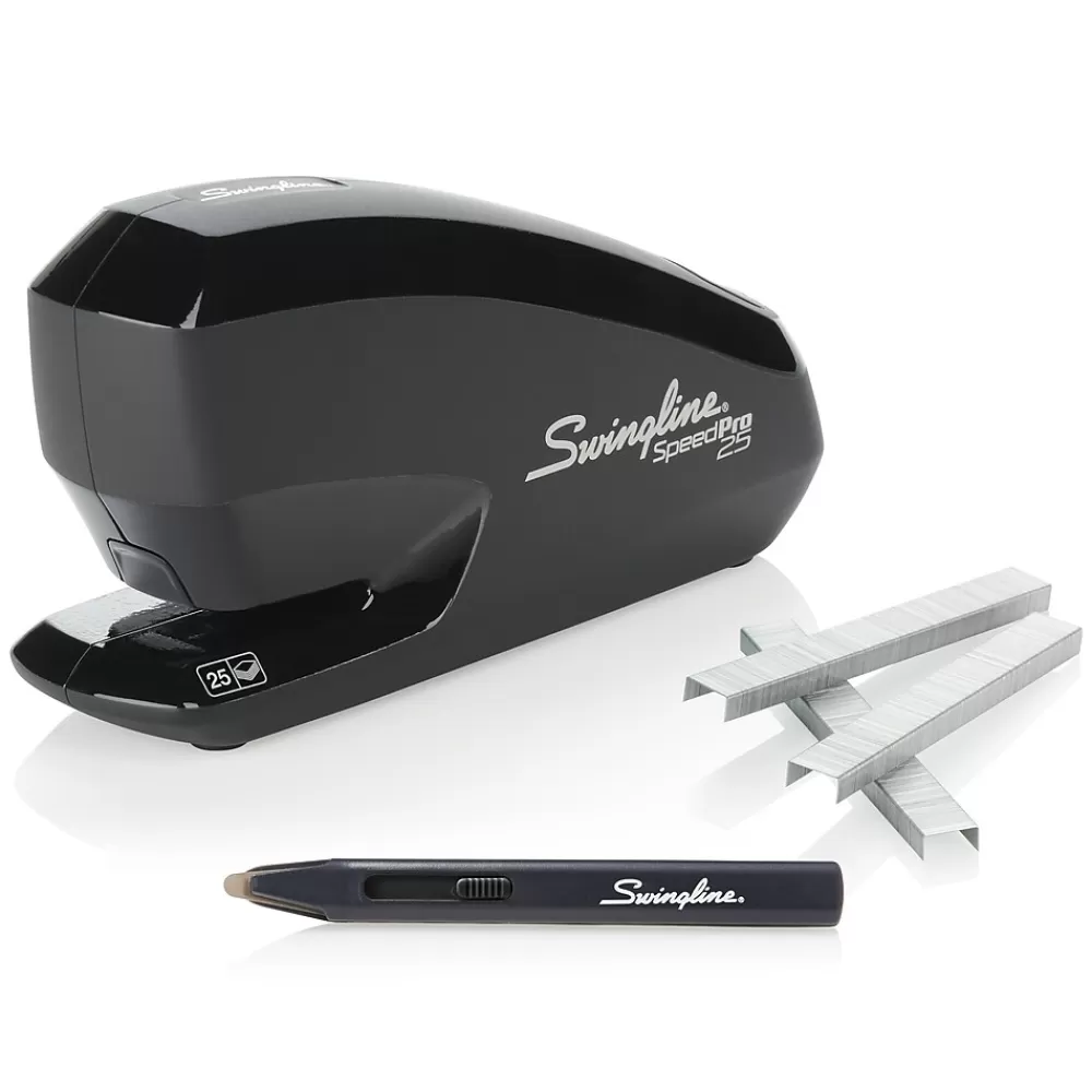 Swingline Staplers<Speed Pro™ Electric Stapler Value Pack (Premium Staples & Staple Remover Included), 25 Sheet Capacity, Black (42140)