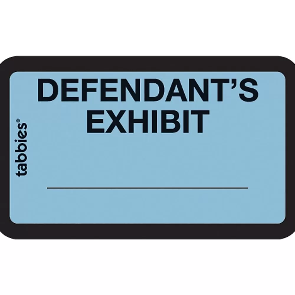 Tabbies Labels<Pre-Printed Labels - Defendant's Exhibit, Self-Adhesive, 1x1-5/8", Blue, 252 Labels/Pack (58093)