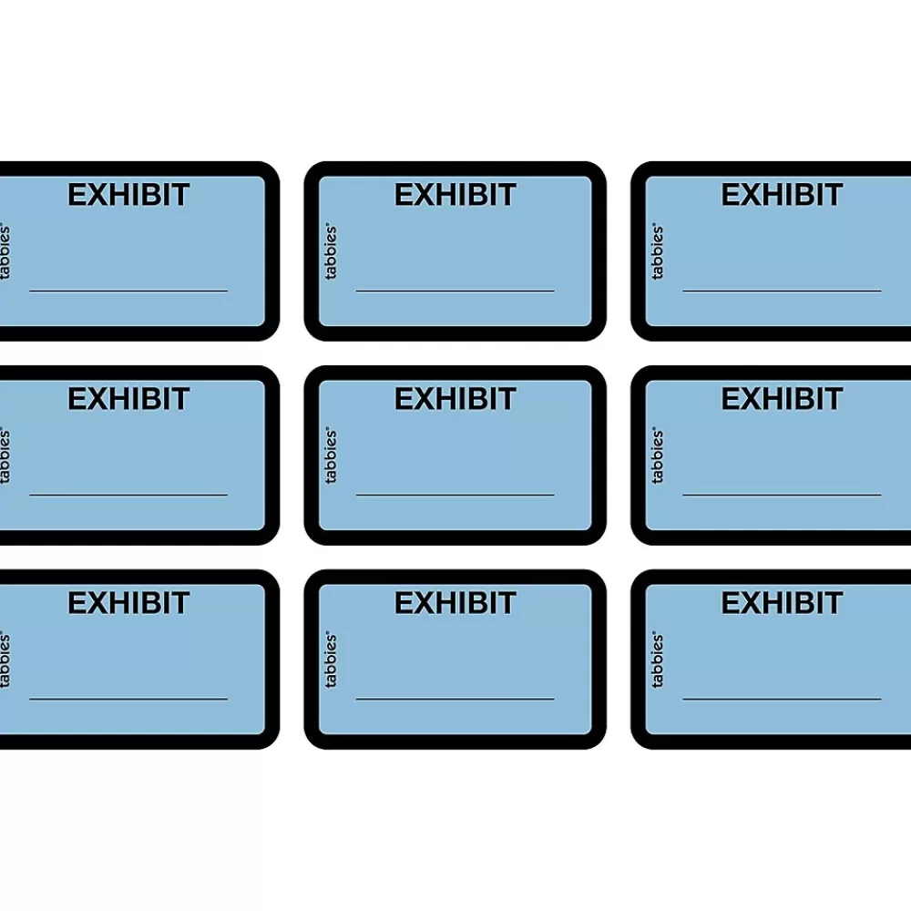 Tabbies Labels<Pre-Printed Labels - Defendant's Exhibit, Self-Adhesive, 1x1-5/8", Blue, 252 Labels/Pack (58093)