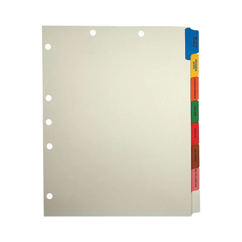 Tabbies Dividers<Side Tab Patient Chart Index Divider Set, 8-Tab, Ivory, 40/Box (54505)
