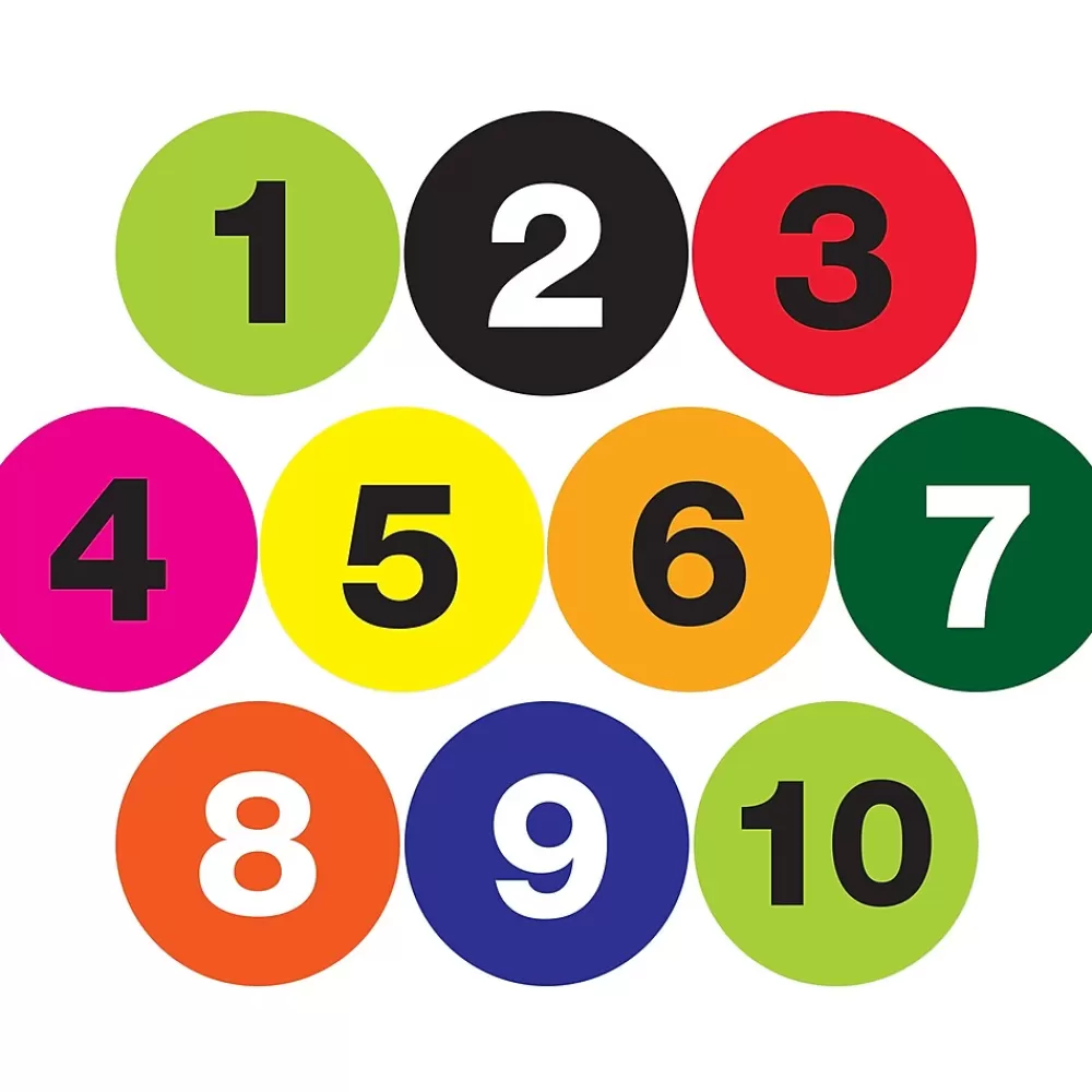Tape Logic Labels<2" Circle Easy Order Packs Numbers (1-10) Pre Printed Inventory Label, 10/Case
