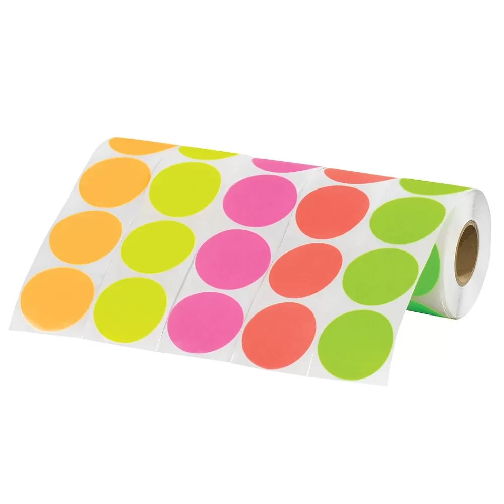 Tape Logic Labels<2" Circle Fluorescent Inventory Label, 5000/Pack