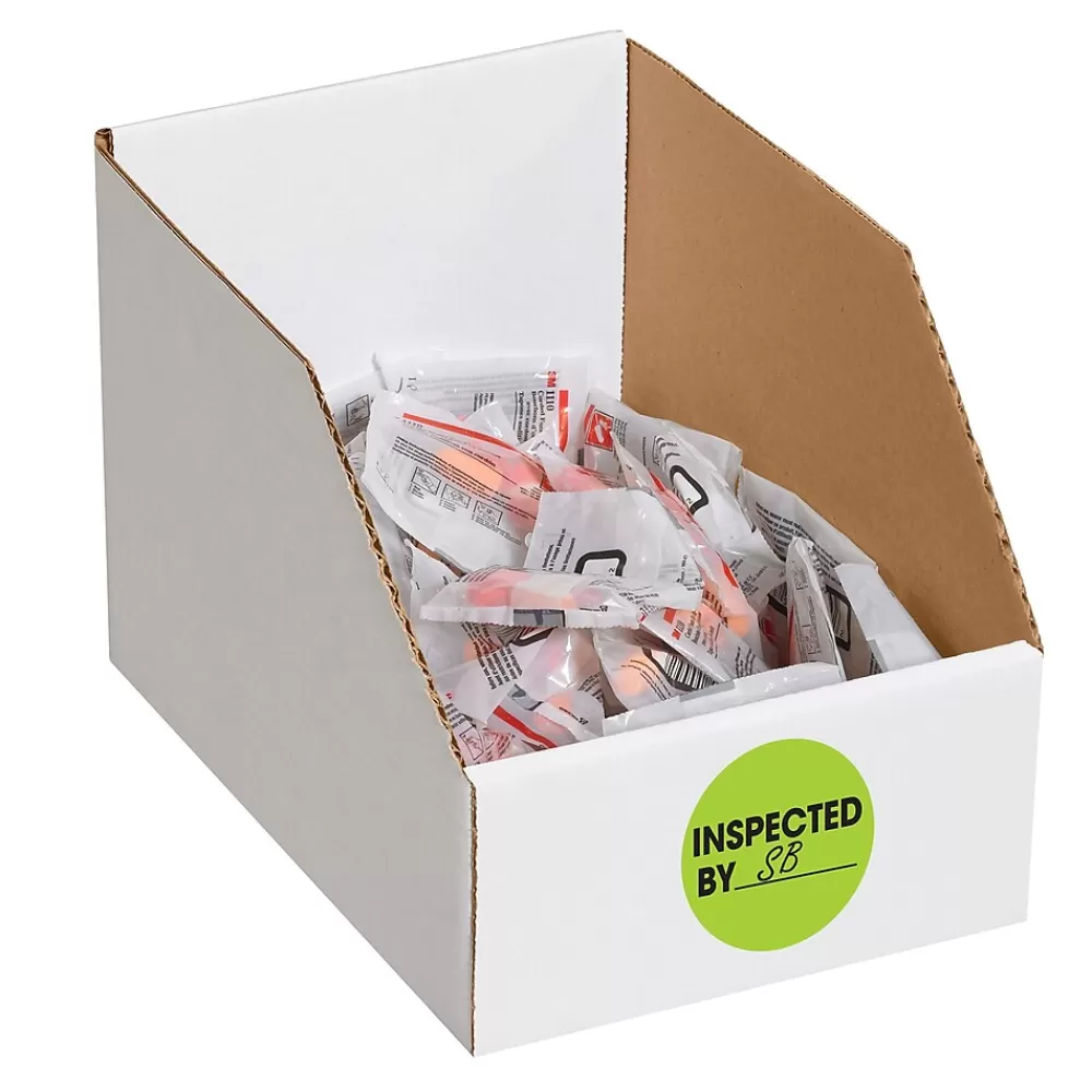 Tape Logic Labels<2" Circle "Inspected By" Label, Fluorescent Green, 500/Roll
