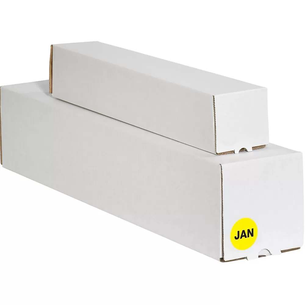 Tape Logic Labels<2" Circle "JAN" Months of the Year Label, Fluorescent Yellow, 500/Roll