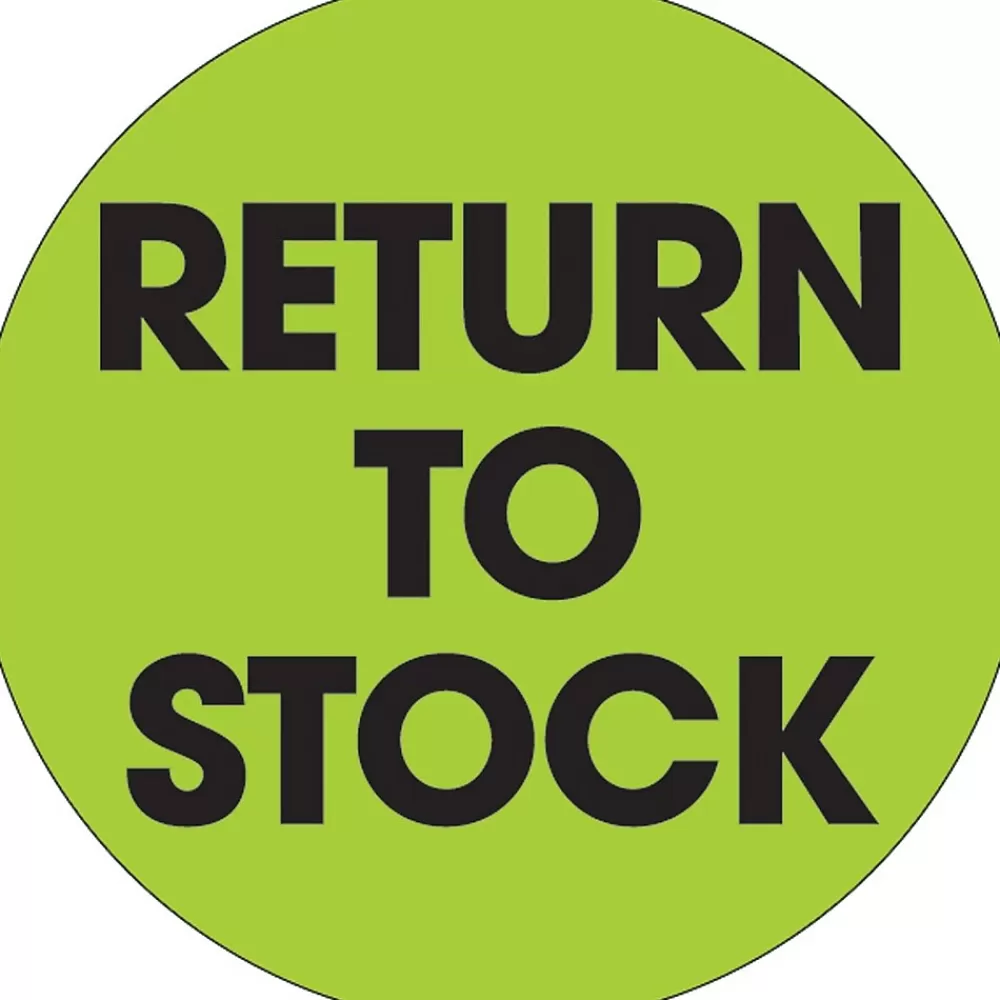Tape Logic Labels<2" Circle "Return To Stock" Label, Fluorescent Green, 500/Roll