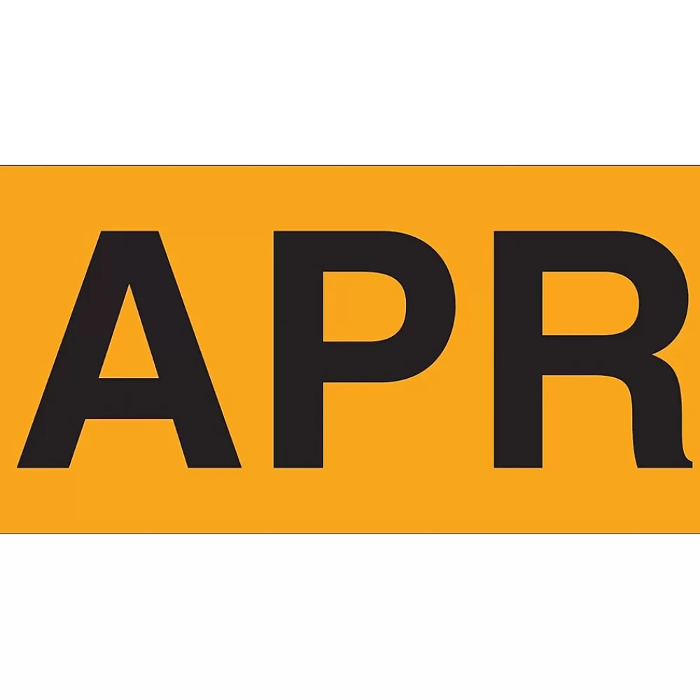 Tape Logic Labels<3" x 2" Rectangle "APR" Months of the Year Label, Fluorescent Orange, 500/Roll