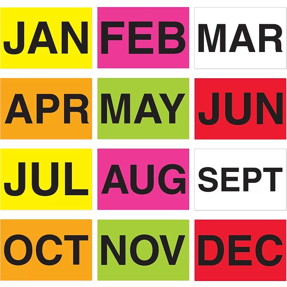 Tape Logic Labels<3" x 2" Rectangle Easy Order Packs Months of The Year Label, 500/Roll