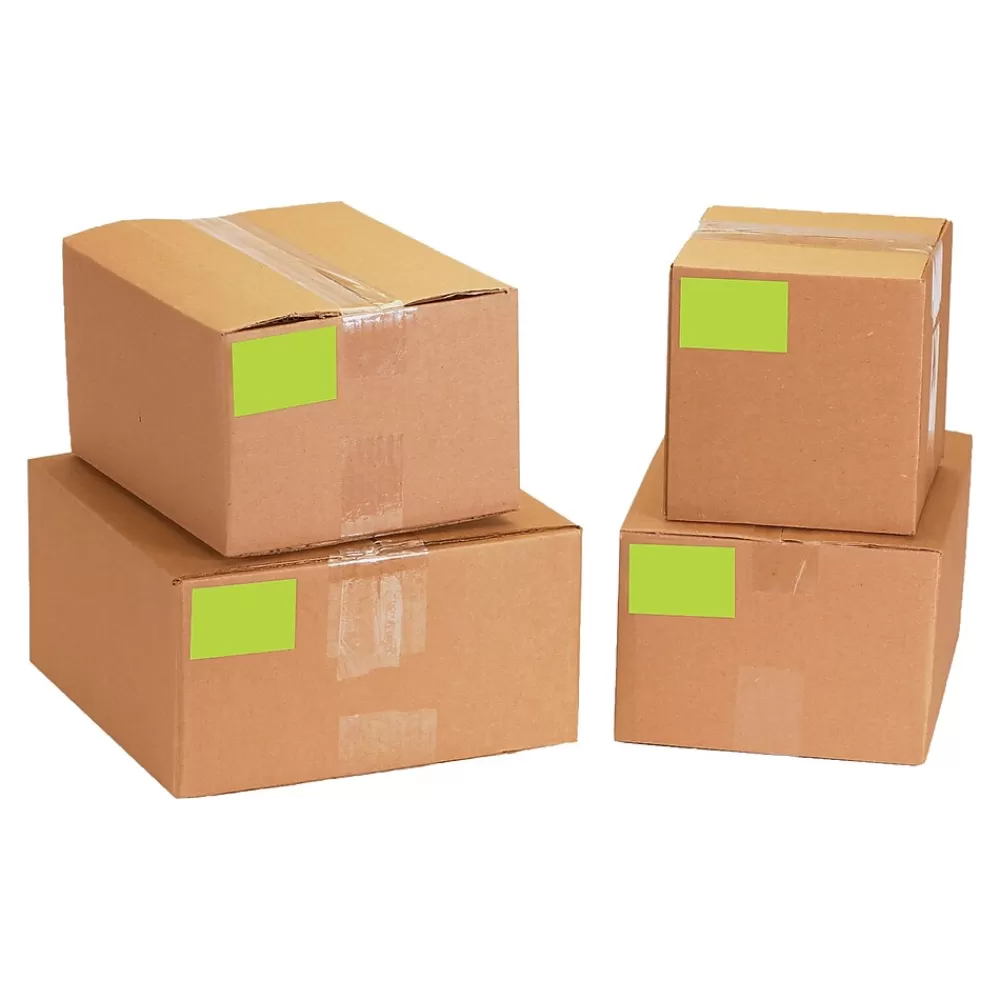 Tape Logic Labels<5" x 7" Rectangle Inventory Label, Fluorescent Green, 500/Roll