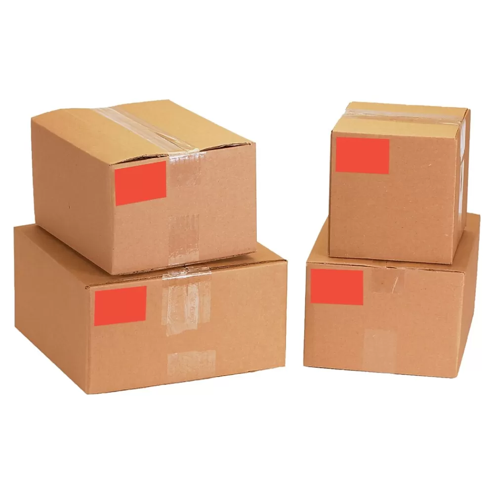 Tape Logic Labels<4" x 3" Rectangle Inventory Label, Fluorescent Red, 500/Roll