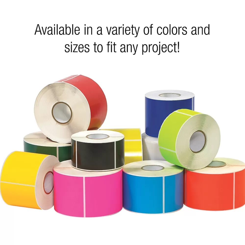 Tape Logic Labels<4" x 3" Rectangle Inventory Label, Fluorescent Red, 500/Roll
