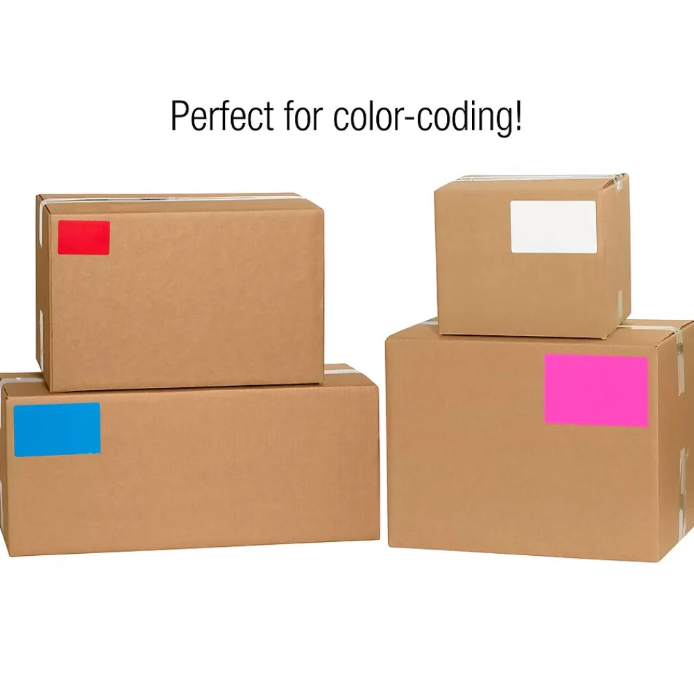 Tape Logic Labels<4" x 3" Rectangle Inventory Label, Fluorescent Red, 500/Roll