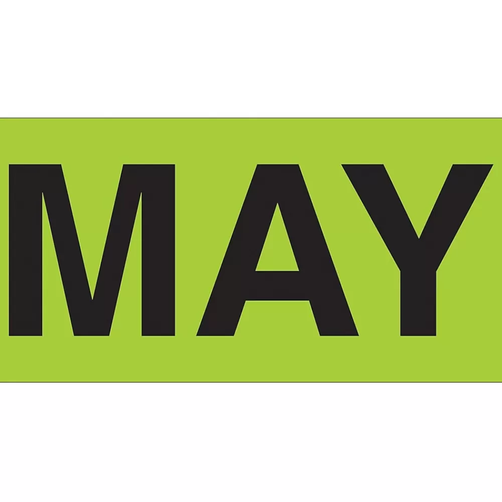 Tape Logic Labels<6" x 3" Rectangle "MAY" Months of the Year Label, Fluorescent Green, 500/Roll