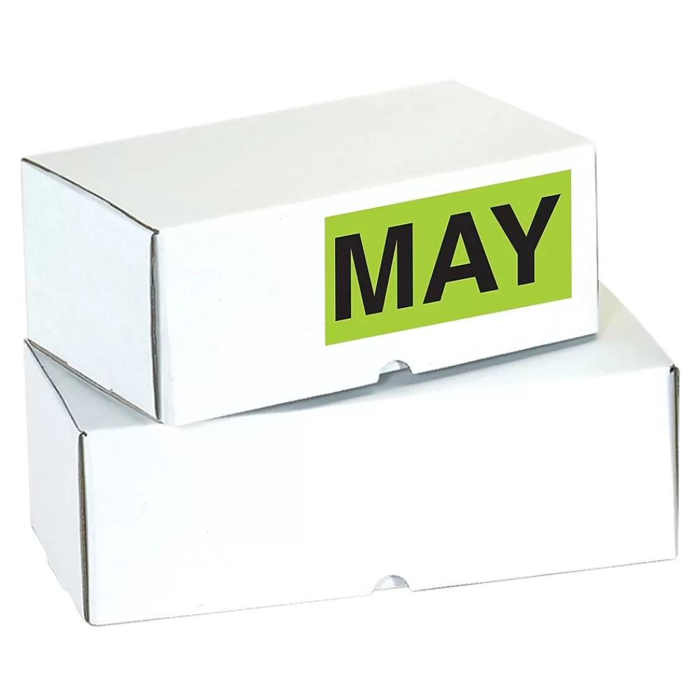 Tape Logic Labels<6" x 3" Rectangle "MAY" Months of the Year Label, Fluorescent Green, 500/Roll