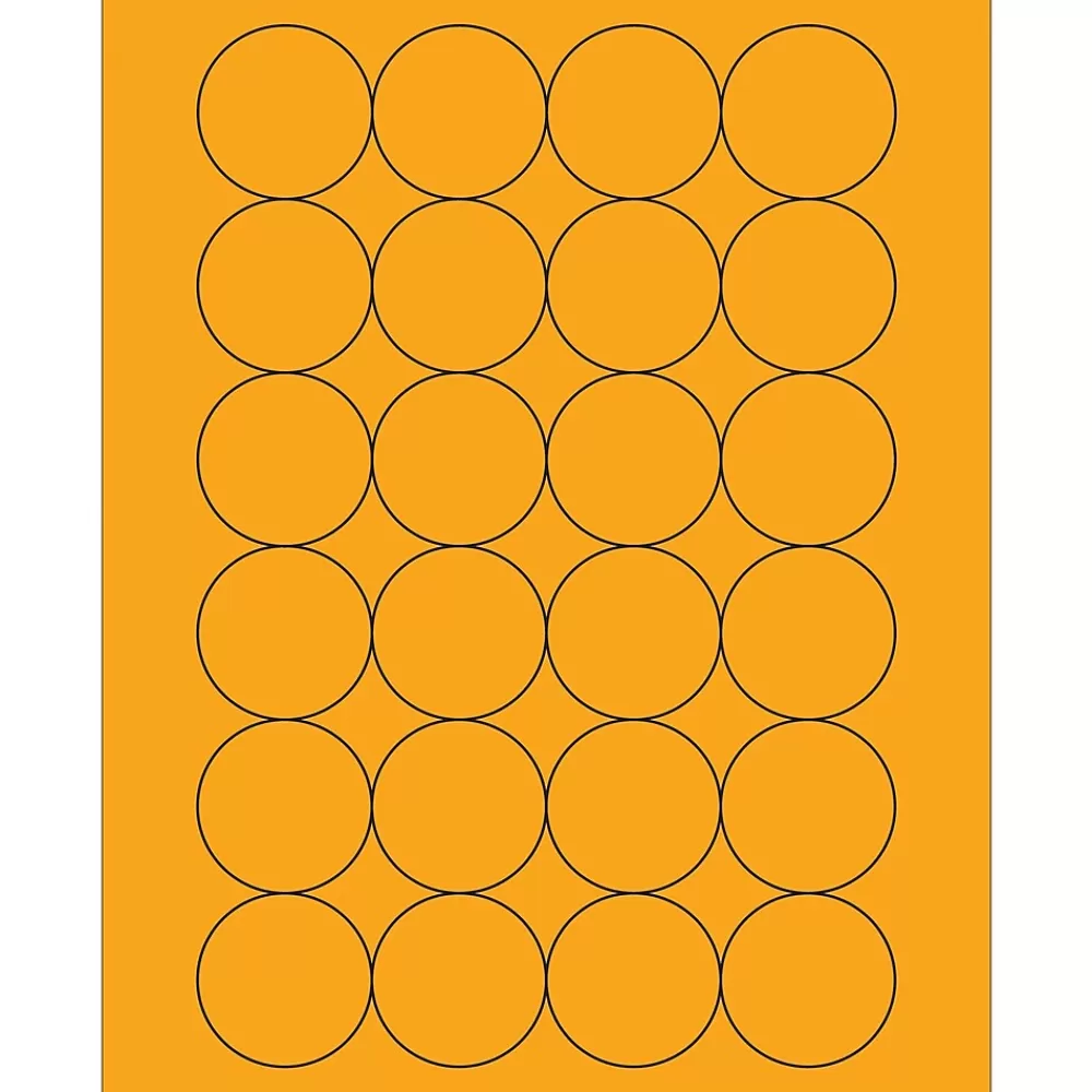 Tape Logic Labels<Fluorescent Circle Laser Labels, 1 2/3", Fluorescent Orange, 2400/Case (LL196OR)