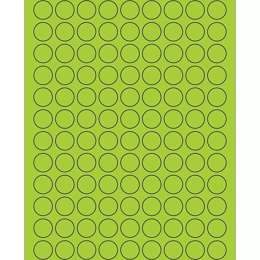 Tape Logic Labels<® Fluorescent Circle Laser Labels, 3/4", Fluorescent Green, 10800/Case (LL190GN)
