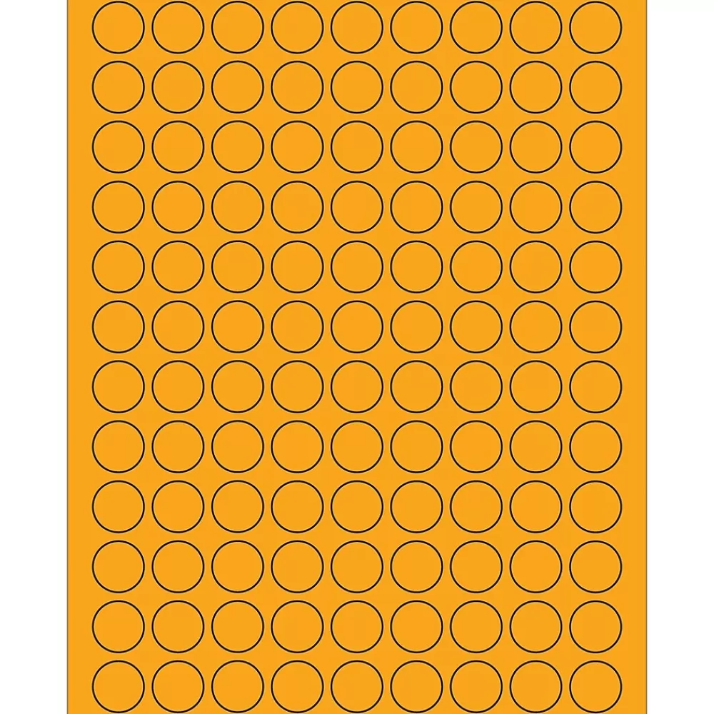 Tape Logic Labels<® Fluorescent Circle Laser Labels, 3/4", Fluorescent Orange, 10800/Case (LL190OR)