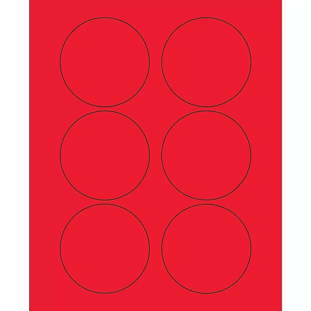 Tape Logic Labels<Fluorescent Circle Laser Labels, 3", Fluorescent Red, 600/Case (LL195RD)