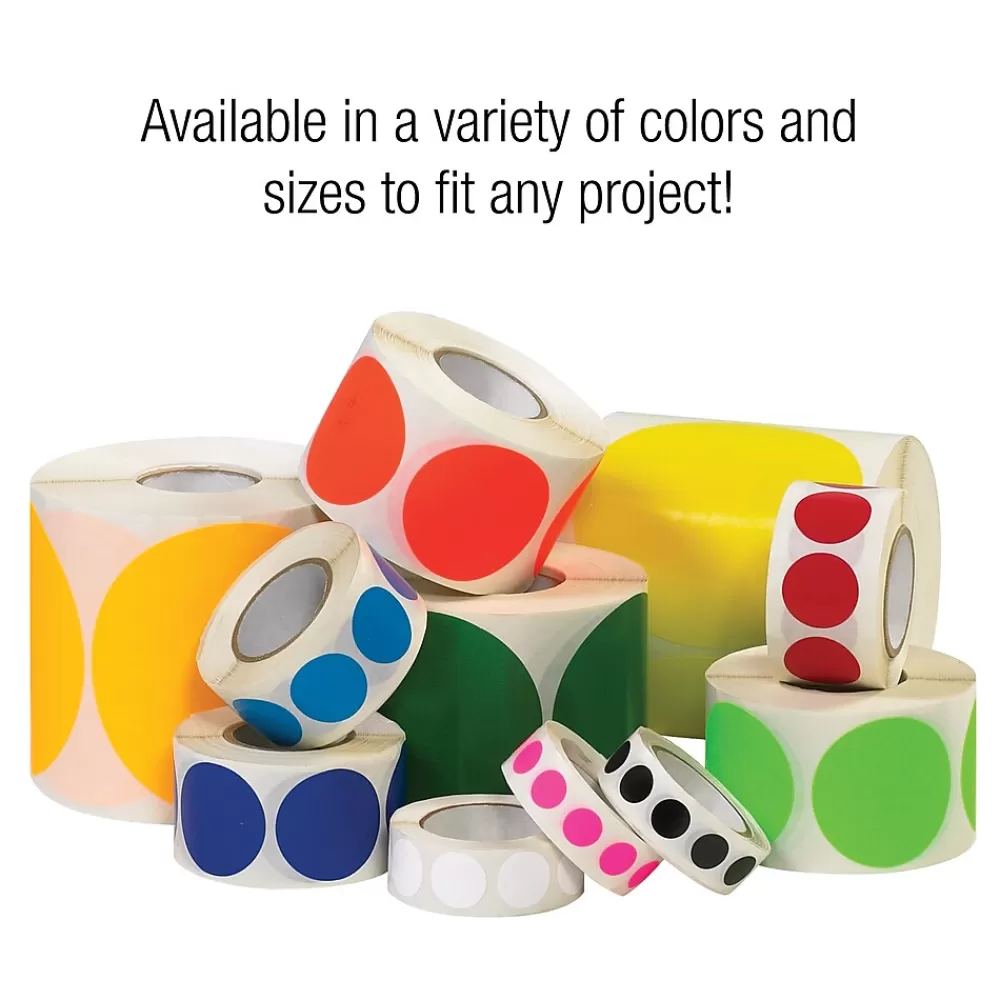 Tape Logic Labels<Inventory Circle Labels, 3/4", Fluorescent Green, 500/Roll (DL610J)