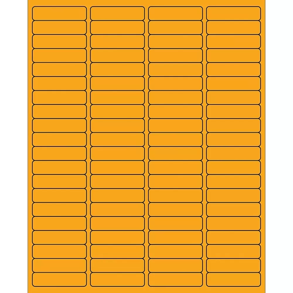 Tape Logic Labels<® Rectangle Laser Labels, 1 15/16" x 1/2", Fluorescent Orange, 8000/Case (LL171OR)