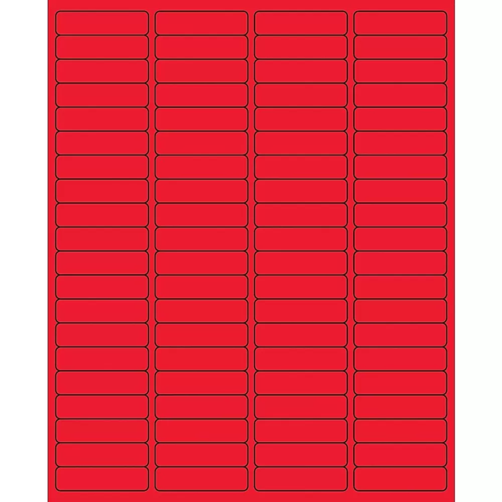 Tape Logic Labels<® Rectangle Laser Labels, 1 15/16" x 1/2", Fluorescent Red, 8000/Case (LL171RD)
