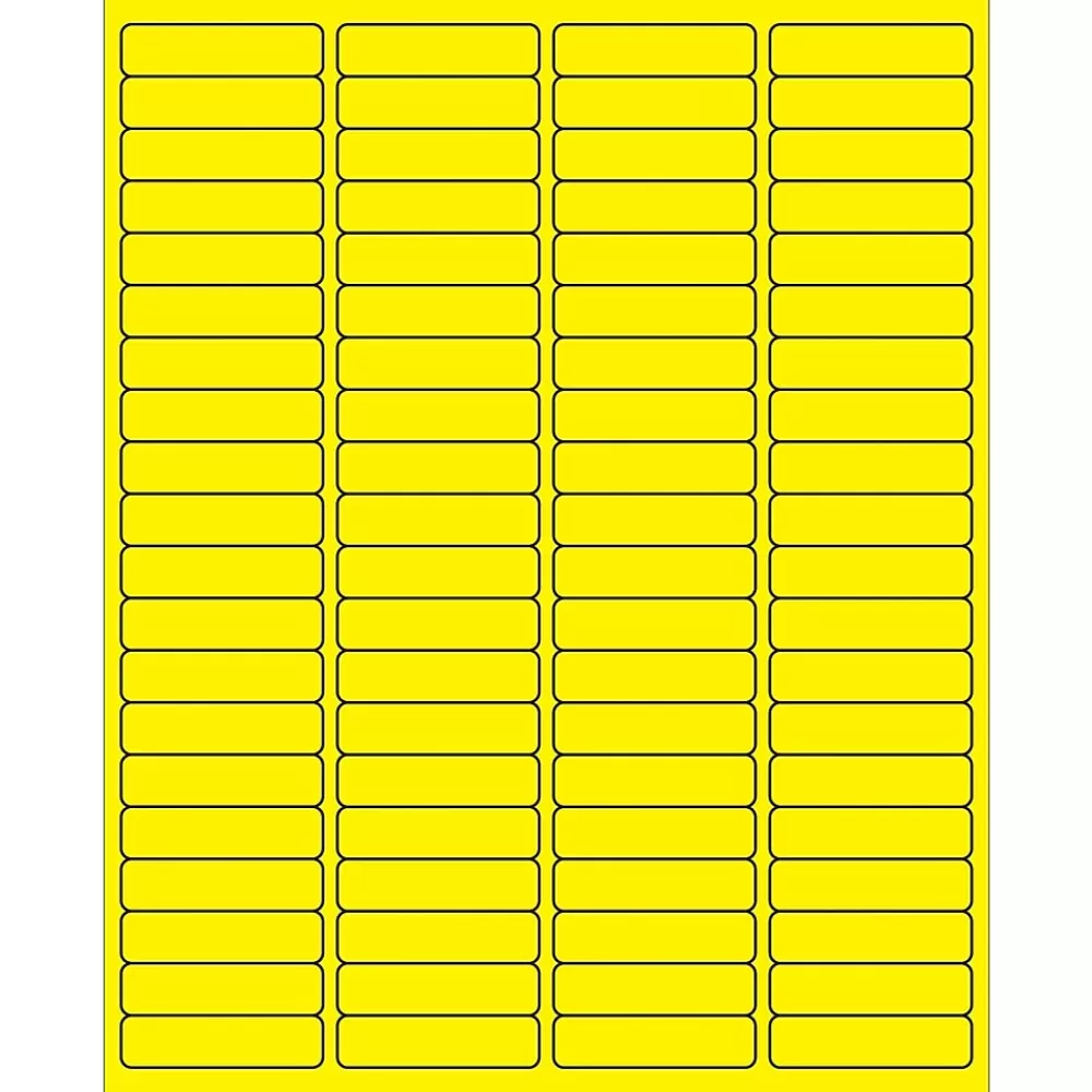 Tape Logic Labels<Rectangle Laser Labels, 1 15/16" x 1/2", Fluorescent Yellow, 8000/Case (LL171YE)