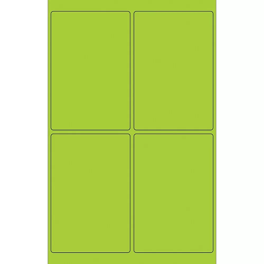 Tape Logic Labels<Rectangle Laser Labels, 4" x 6", Fluorescent Green, 400/Case (LL186GN)