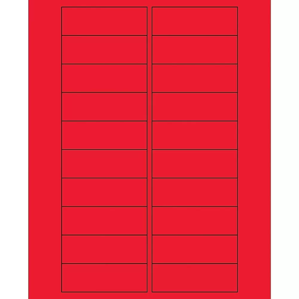 Tape Logic Labels<Rectangle Laser Labels, 3" x 1", Fluorescent Red, 2000/Case (LL174RD)