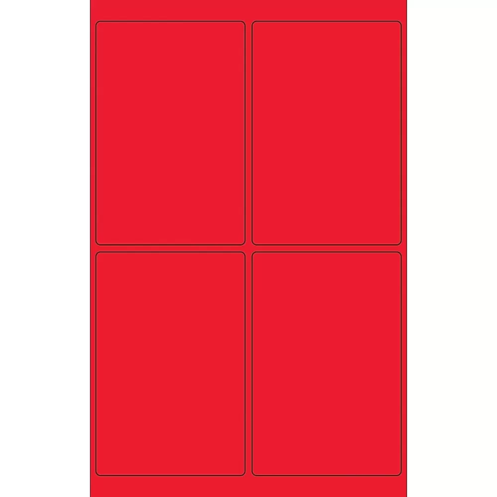 Tape Logic Labels<® Rectangle Laser Labels, 4" x 6", Fluorescent Red, 400/Case (LL186RD)