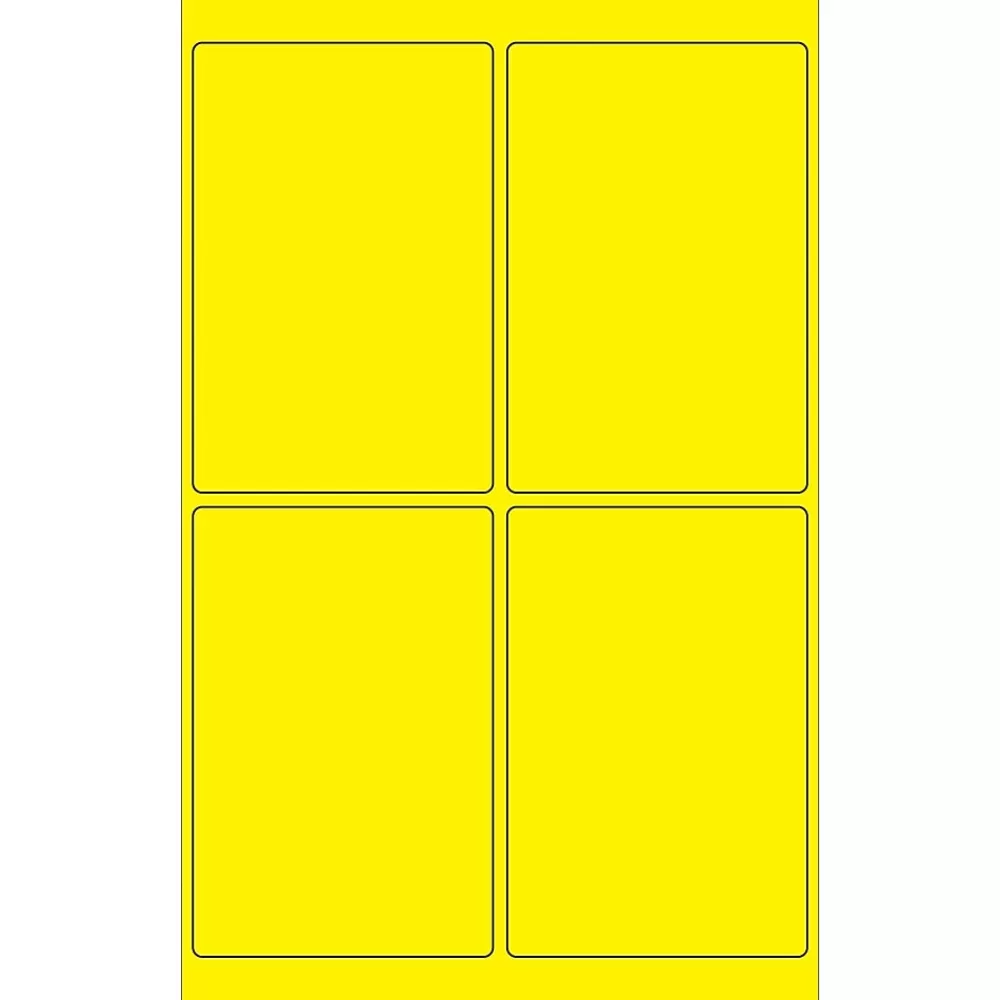Tape Logic Labels<® Rectangle Laser Labels, 4" x 6", Fluorescent Yellow, 400/Case (LL186YE)