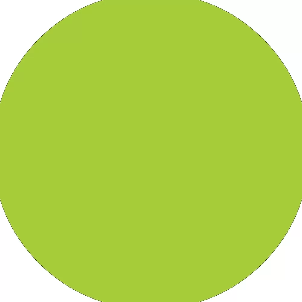 Tape Logic Labels<Removable Labels, 1" Circle, Fluorescent Green, 500 /Roll (DL1389FG)