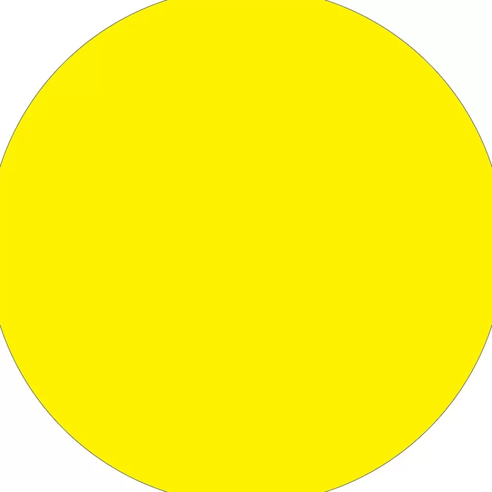 Tape Logic Labels<Removable Labels, 2" Circle, Fluorescent Yellow, 500 /Roll (DL1390FY)