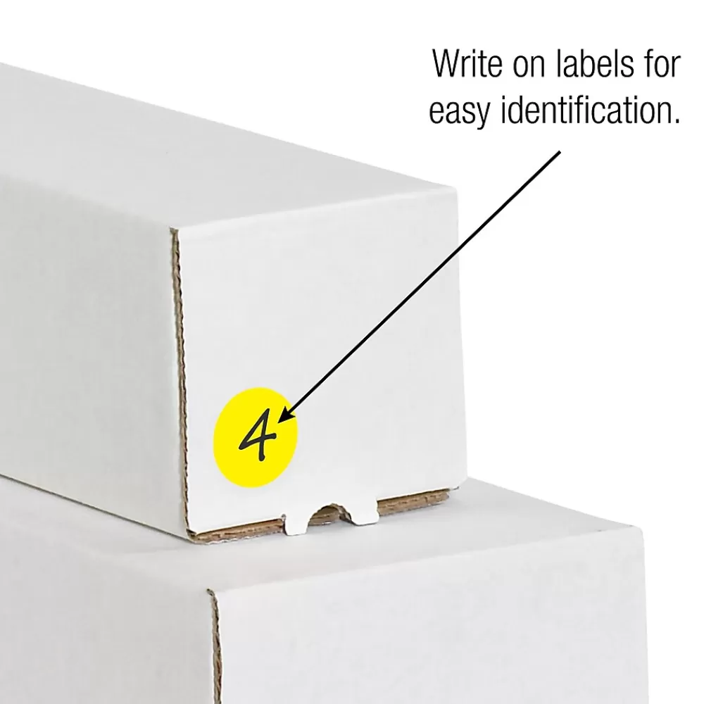 Tape Logic Labels<Removable Labels, 2" Circle, Fluorescent Yellow, 500 /Roll (DL1390FY)
