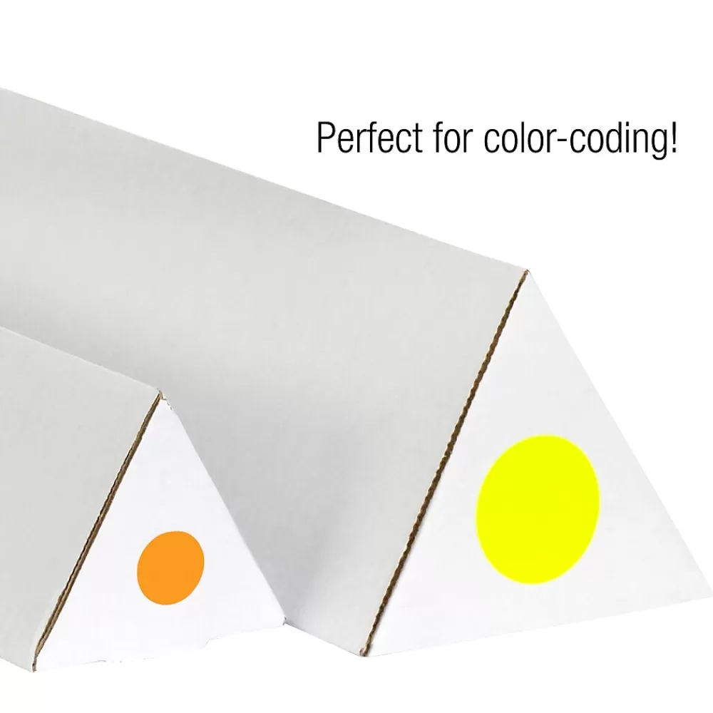 Tape Logic Labels<Removable Labels, 2" Circle, Fluorescent Yellow, 500 /Roll (DL1390FY)