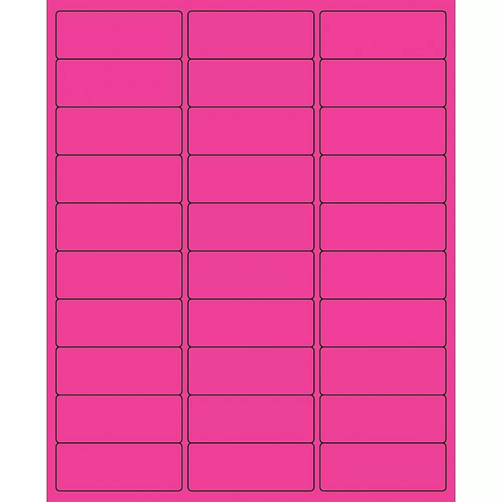 Tape Logic Labels<® Removable Rectangle Laser Labels, 2 5/8" x 1", Fluorescent Pink, 3000/Case (LL405PK)