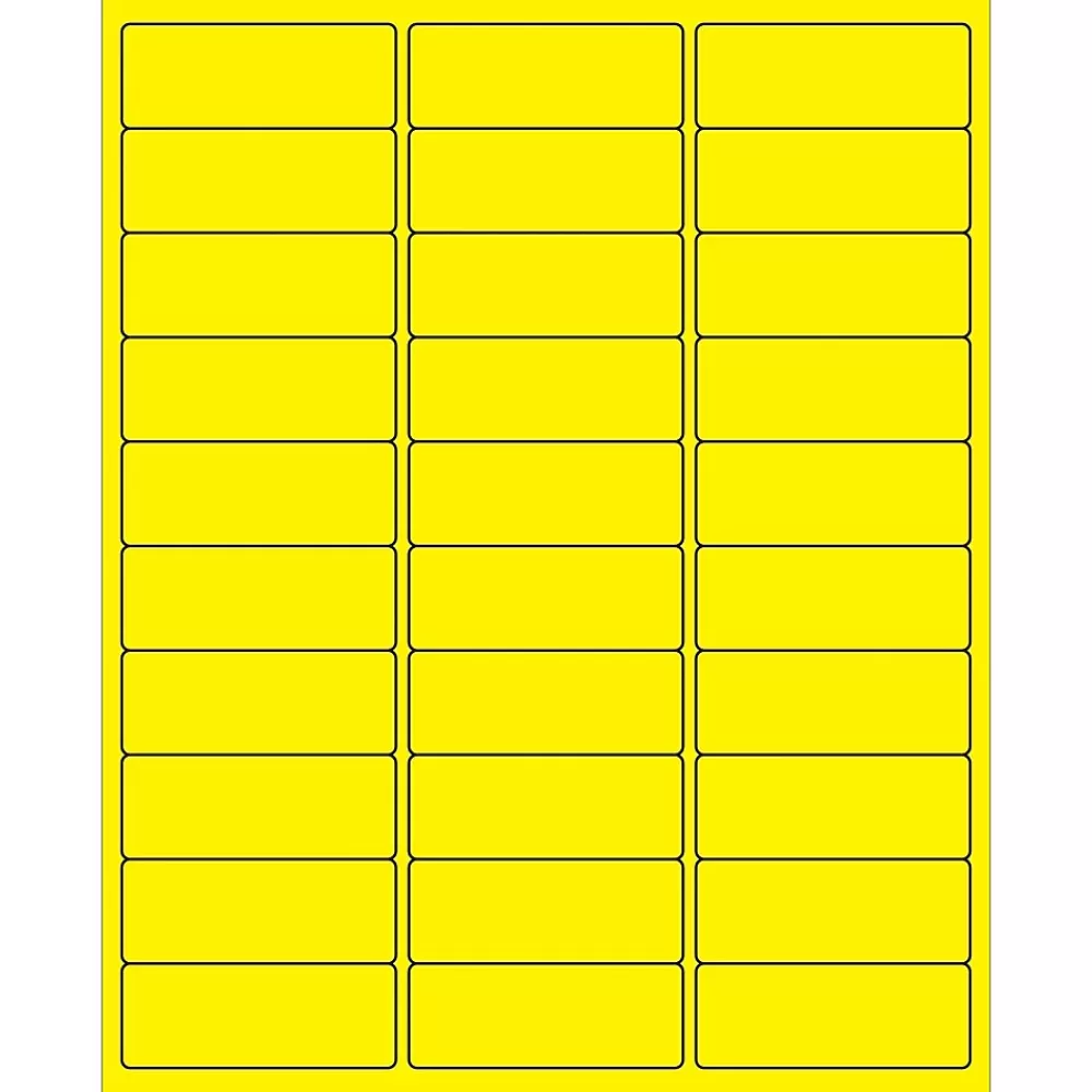 Tape Logic Labels<® Removable Rectangle Laser Labels, 2 5/8" x 1", Fluorescent Yellow, 3000/Case (LL405YE)