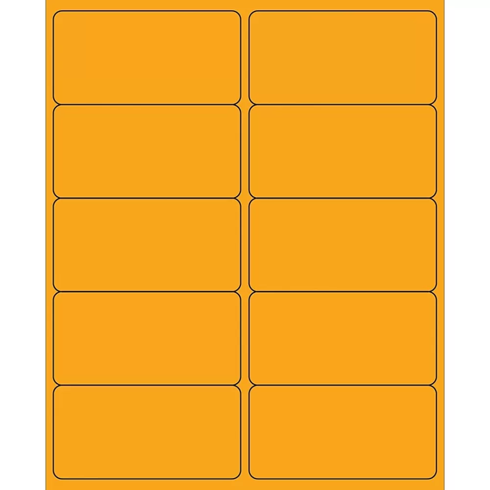 Tape Logic Labels<® Removable Rectangle Laser Labels, 4" x 2", Fluorescent Orange, 1000/Case (LL410OR)