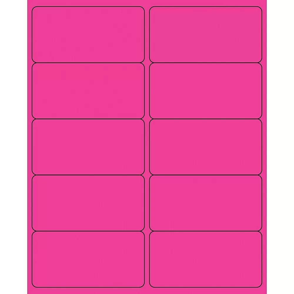 Tape Logic Labels<® Removable Rectangle Laser Labels, 4" x 2", Fluorescent Pink, 1000/Case (LL410PK)