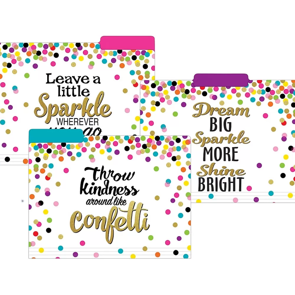 Teacher Created Resources File Folders<Confetti File Folder, 1/3-Cut Tab, Letter Size, Assorted, 24/Pack (TCR8536-2)