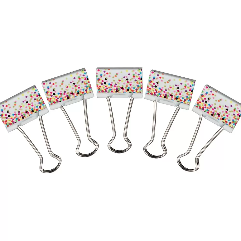 Teacher Created Resources Clips & Fasteners<Confetti Medium Binder Clips, .5" Capacity, White Polka Dots, 24 Clips/Pack, 3 Packs/Bundle (TCR20857)