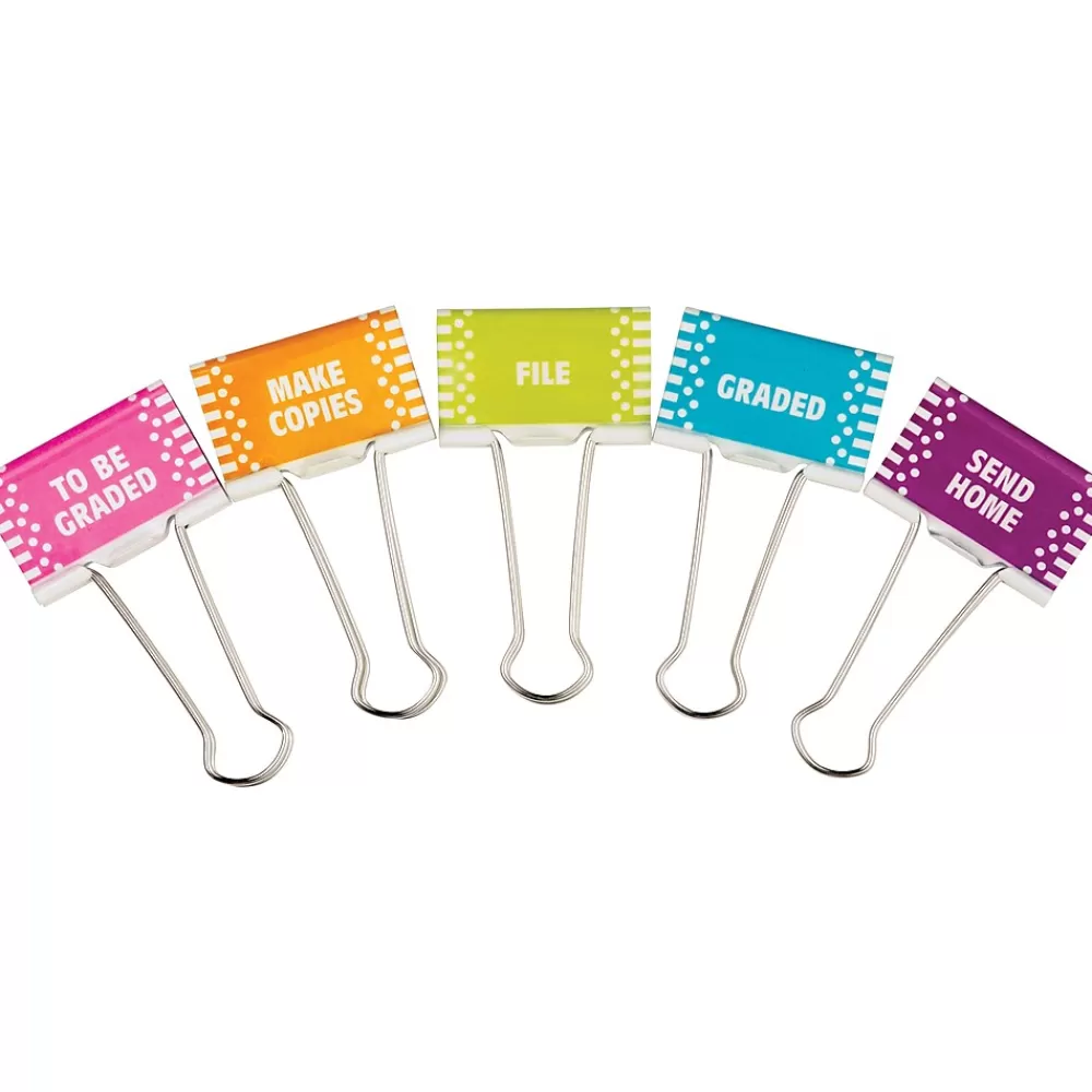 Teacher Created Resources Clips & Fasteners<Large Binder Clips, 1" Capacity, Multicolor, 5 Clips/Pack (TCR20690)