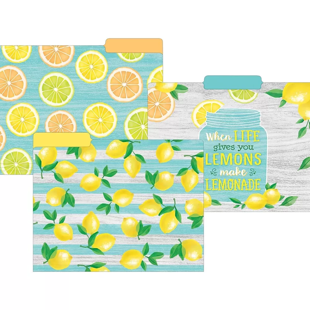 Teacher Created Resources File Folders<Lemon Zest File Folder, 1/3-Cut Tab, Letter Size, Assorted Colors, 24/Pack(TCR8542-2)