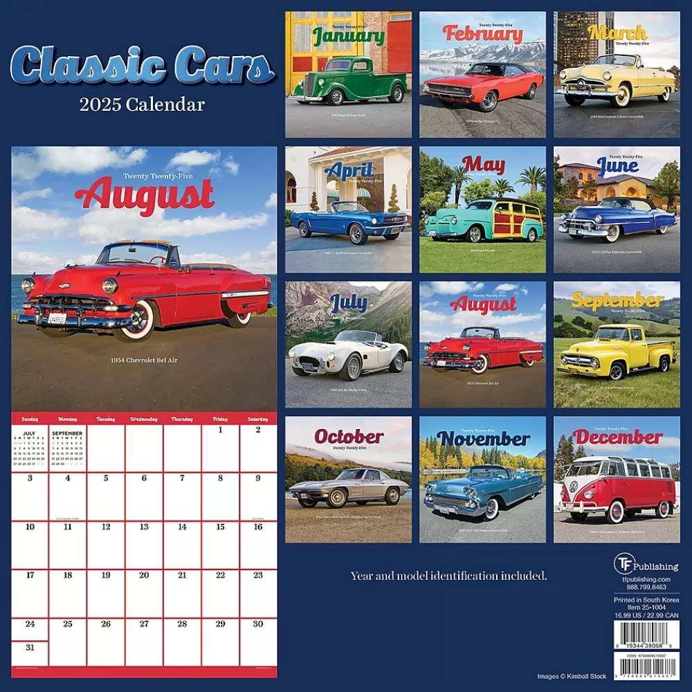 TF Publishing 2025 Calendars<2025 12" x 12" Classic Cars Wall Calendar (25-1004)