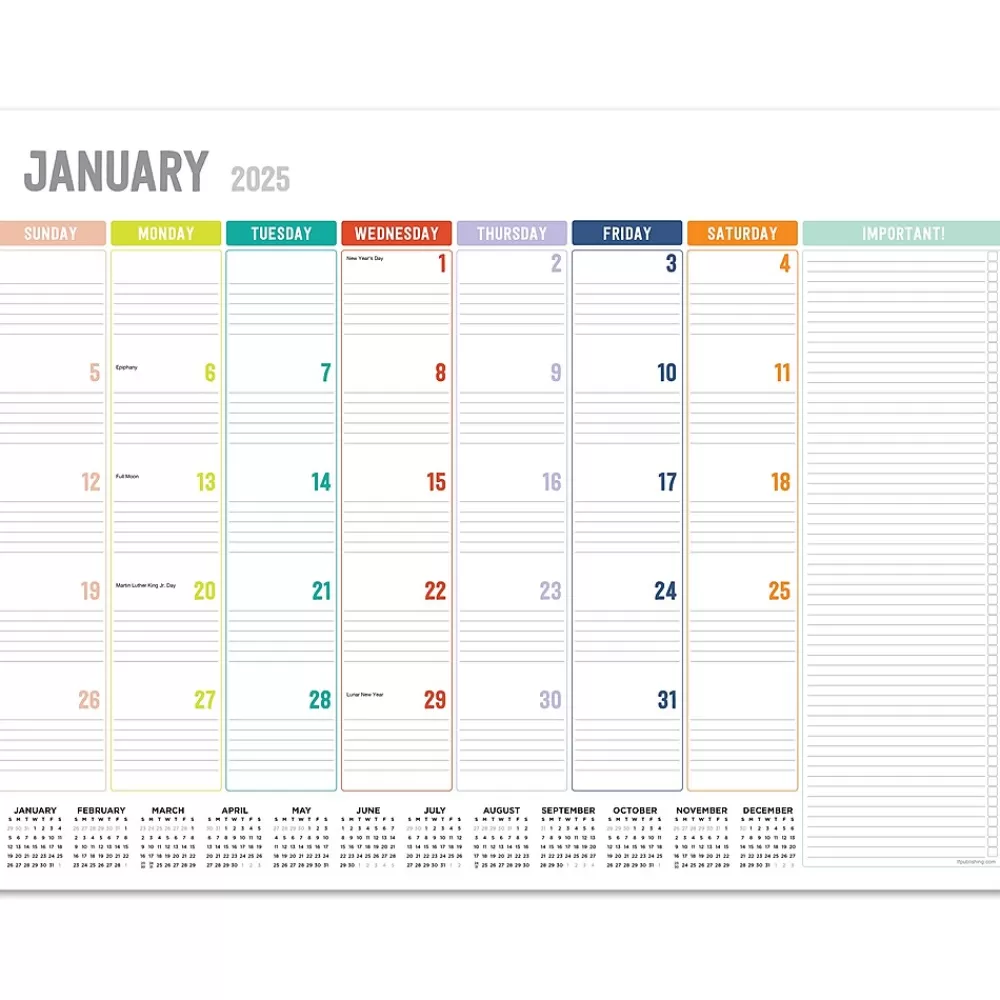 TF Publishing 2025 Calendars<2025 17" x 22" Rainbow Blocks Desk Pad Monthly Blotter Calendar (25-8206X)