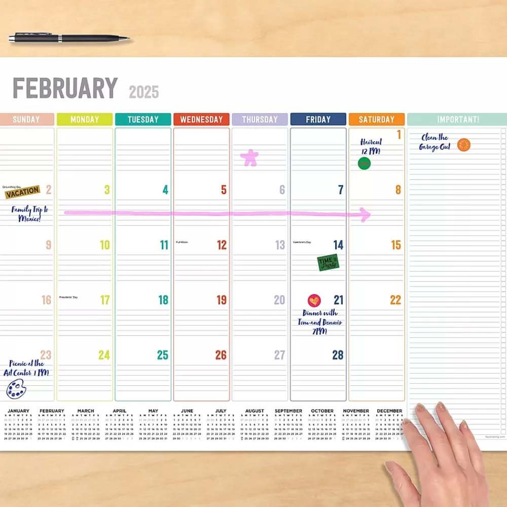 TF Publishing 2025 Calendars<2025 17" x 22" Rainbow Blocks Desk Pad Monthly Blotter Calendar (25-8206X)