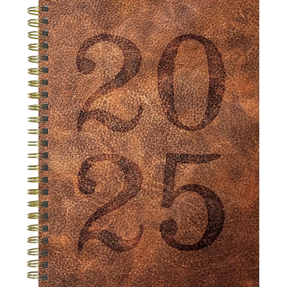 TF Publishing 2025 Planners<2025 Aged Leather 6.5" x 8" Weekly & Monthly Planner, Paperboard Cover, Multicolor (25-9218)