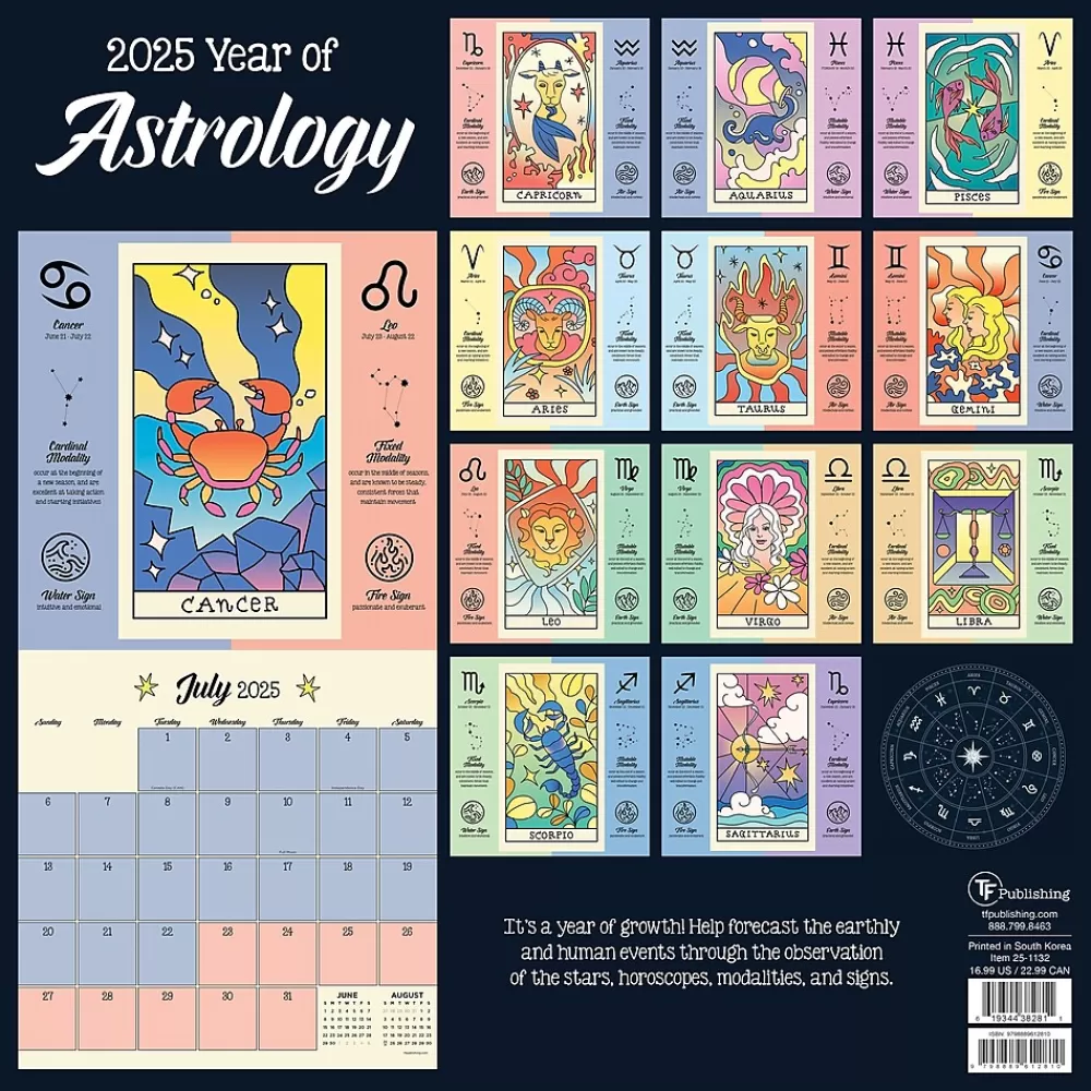 TF Publishing 2025 Calendars<2025 Astrology 12" x 12" Monthly Wall Calendar (25-1132)