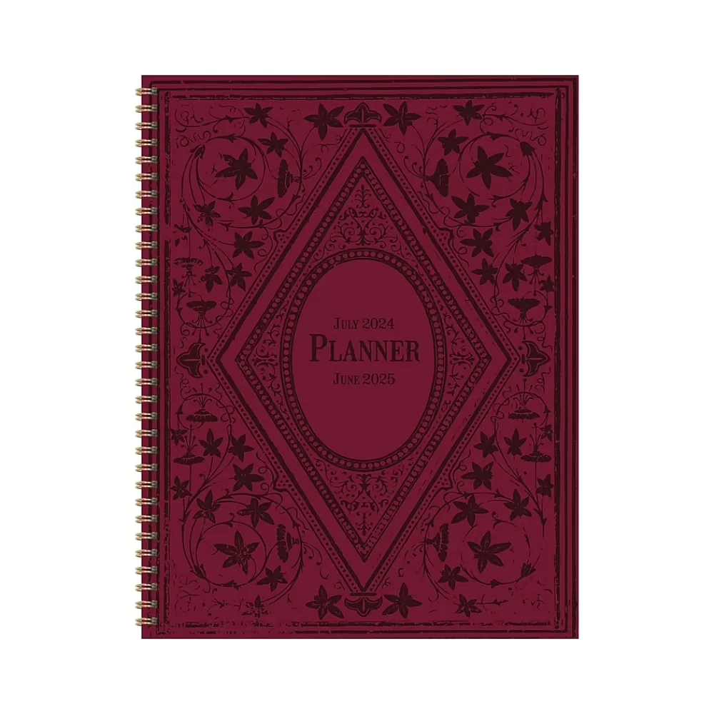 TF Publishing Academic Planners<2024-2025 Bibliophile Series Merlot 8.5" x 11" Academic Weekly & Monthly Planner, Paperboard Cover, Red/Black