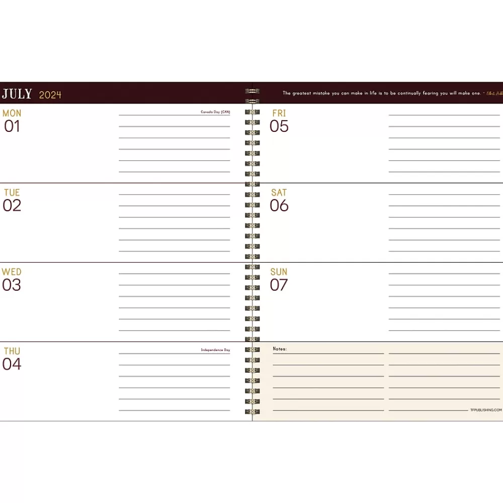 TF Publishing Academic Planners<2024-2025 Bibliophile Series Merlot 8.5" x 11" Academic Weekly & Monthly Planner, Paperboard Cover, Red/Black