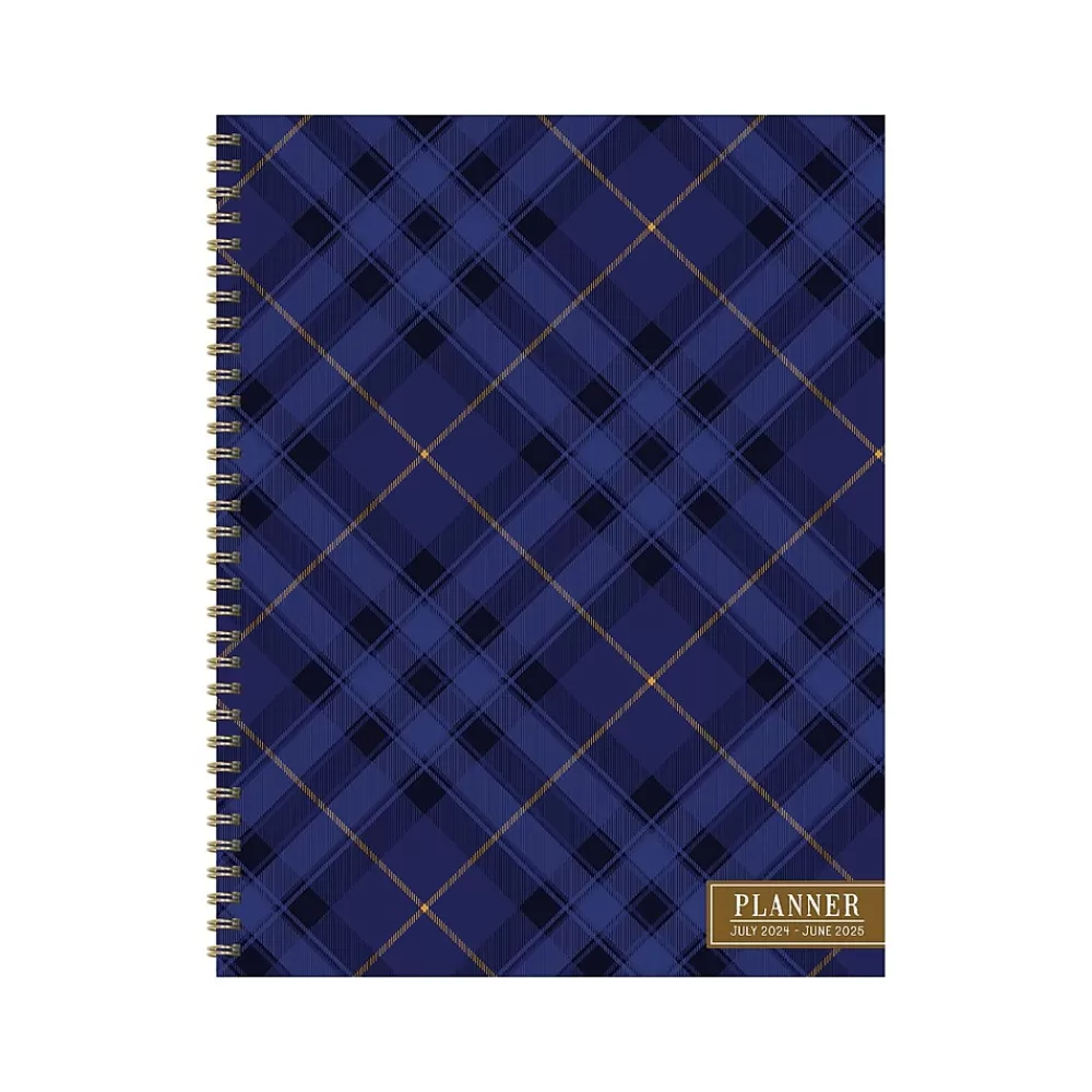 TF Publishing Academic Planners<2024-2025 Bibliophile Series Royal Tartan 9" x 11" Academic Weekly & Monthly Planner, Paper Cover, Blue/Yellow