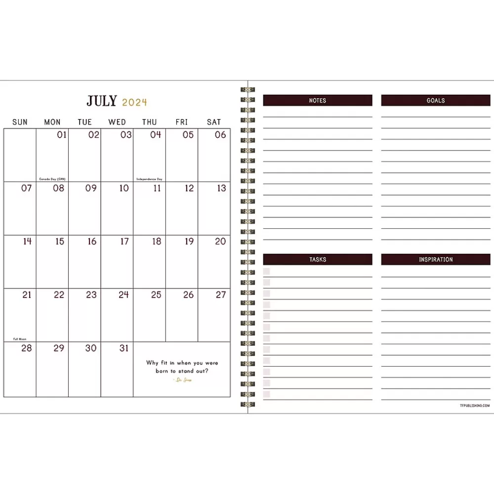 TF Publishing Academic Planners<2024-2025 Bibliophile Series Royal Tartan 9" x 11" Academic Weekly & Monthly Planner, Paper Cover, Blue/Yellow